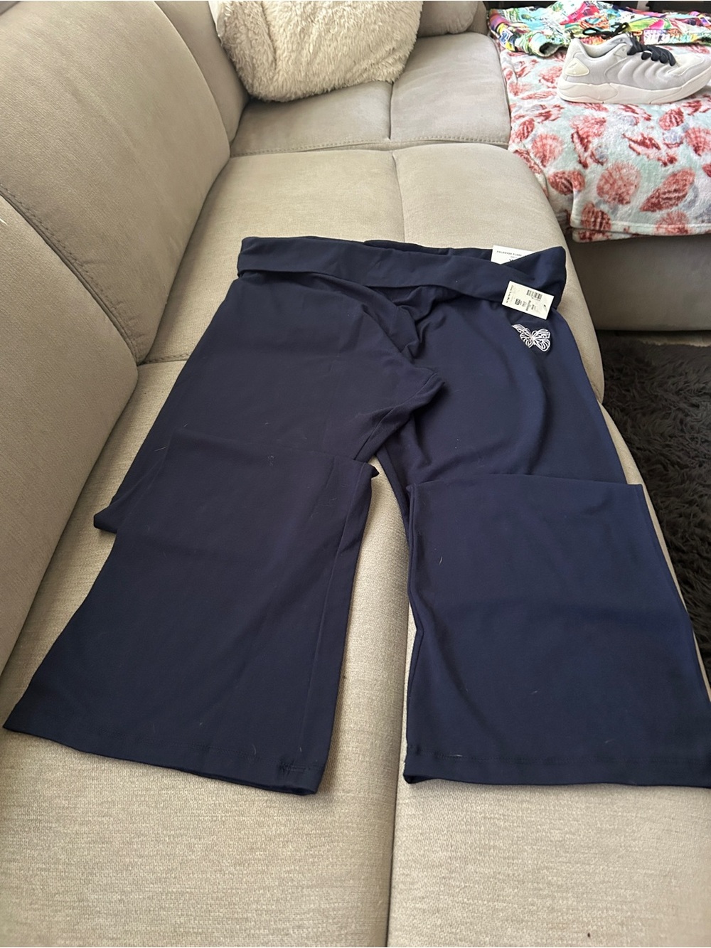 NWT Aeropostale Butterfly Fold-Over Flare Leg Pants Navy Blue XXL Y2K- L41